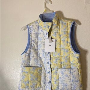 Yllw Floral Quilted Vest - Blue & yellow